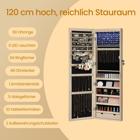 Rootz Jewelry Cabinet - Jewelry Organizer - Accessories Storage - Space Saving - 37 x 10 x 120 cm