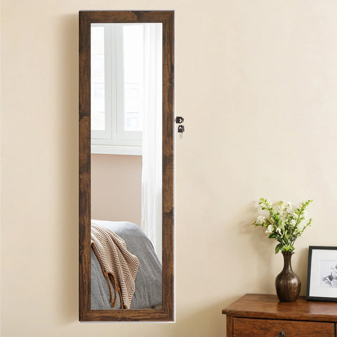 Rootz Hanging Jewelry Cabinet - Wall Mirror - Storage Organizer - LED Lighting - 37cm x 10cm x 120cm