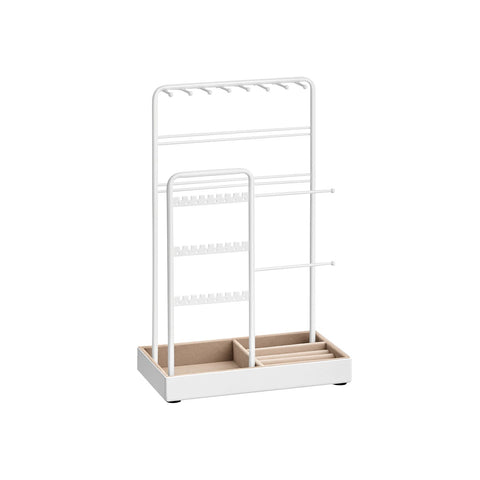 Rootz Jewelry Stand - Metal Frame - Gift Display - Space-Saving - 11.5cm x 19.6cm x 30.8cm - White