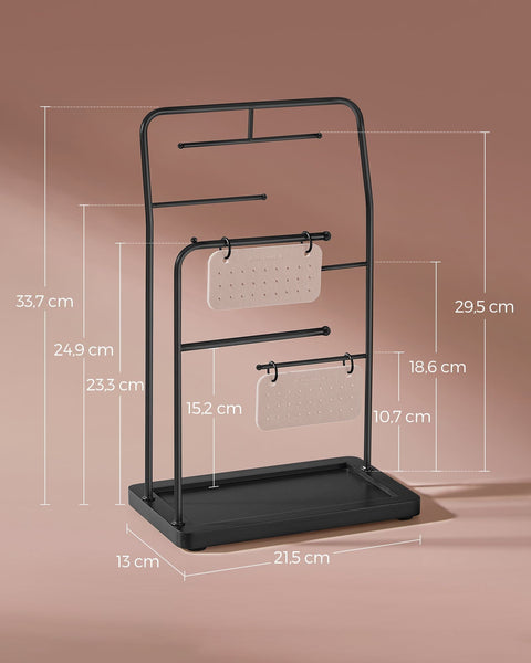Rootz Jewelry Stand - Earring Holder - Bracelet Display - Steel & Velvet - 13cm x 21.5cm x 33.7cm - Organizer Kit