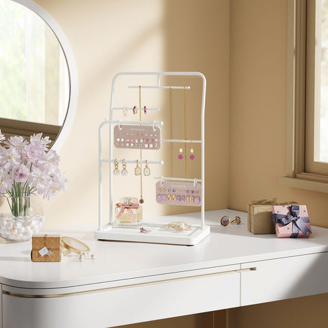 Rootz Jewelry Stand - Earring Holder - Necklace Organizer - Steel and MDF - 13cm x 21.5cm x 33.7cm