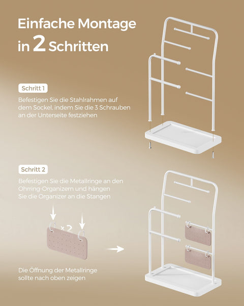 Rootz Jewelry Stand - Earring Holder - Necklace Organizer - Steel and MDF - 13cm x 21.5cm x 33.7cm