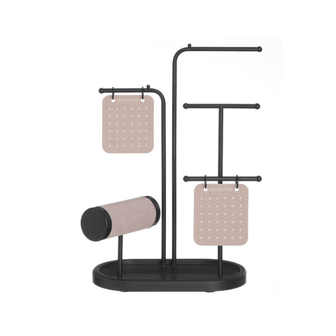 Rootz Jewelry Stand - Earring Organizer - Necklace Holder - Steel and Velvet - 10.8cm x 20.4cm x 31.5cm - Ink Black - Lightweight Display Stand