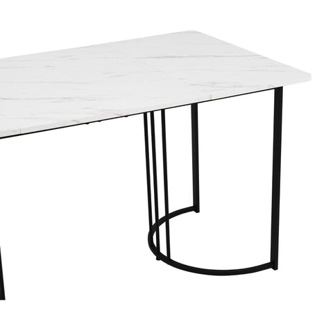 Rootz Modern Dining Table - Marble Pattern - Stylish Work Area - Durable MDF & Metal - 140 x 80 x 75 cm