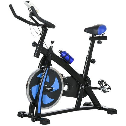 Rootz Exercise Bike - Indoor Cycling Bike - Quiet Belt Drive - Adjustable Resistance - LCD Monitor - Blue - 118cm x 50cm x 105-115cm