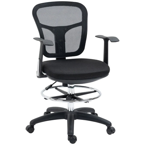 Rootz Office Chair - Drawing Chair - Desk Chair - Computer Chair - Including Footrest - Height Adjustable - Black - 59 x 59 x 115 cm