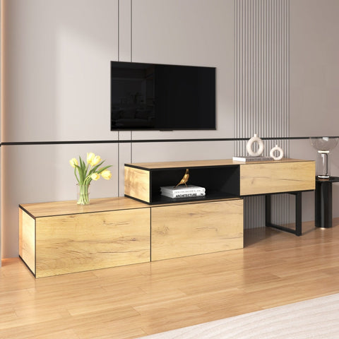 Rootz TV Cabinet Combo - Entertainment Stand - TV Console - Adjustable Length, Ample Storage - 120cm x 34.5cm x 30cm/50cm