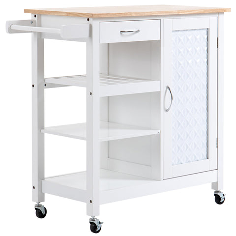 Rootz Kitchen Trolley Modern Serving Cart - Kitchen Island - Rolling Cart - Metal Handles - 92cm x 40cm x 84cm