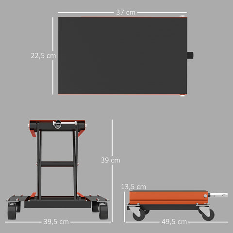 Rootz Motorcycle Lifter - Motorbike Hoist - Bike Jack - 500kg Capacity - Steel Construction - Adjustable 135-390mm - Orange