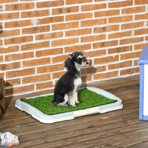 Rootz Dog Toilet - Puppy Toilet - 2 Layers - Artificial Grass - Reusable - Puppy Training Pad - Green + White - 63 x 48.5 x 6 cm
