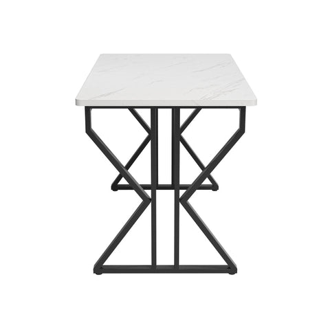 Rootz Elegant Dining Table - Marbled Table - Modern Dining Surface - Durable MDF & Metal - 119L x 70W x 75H cm