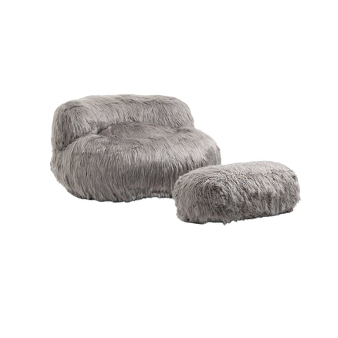 Rootz Bean Bag with Ottoman - Fluffy Chair - Cozy Seating - High Comfort - 108x103x58cm