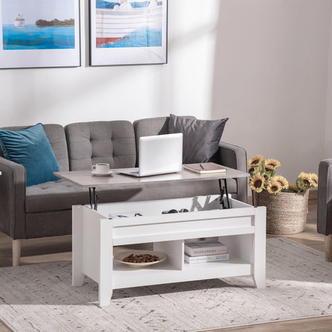 Rootz Coffee Table - Folding Table - Storage Table - Enhanced Interior - 105L x 50W x 49H cm Unfolded: 105L x 74W x 61.5H cm