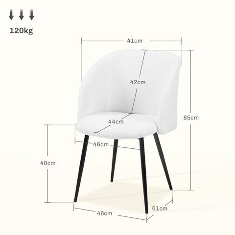 Rootz Set of 2 Dining Chairs - Fabric Backrest - Modern Seating - Optimal Comfort - 55 x 62 x 80 cm - White & Black