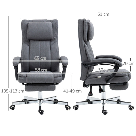 Rootz Office Chair - Rotating Seat - Height Adjustable - Ergonomic Comfort - 65cm x 61cm x 105-113cm - Grey