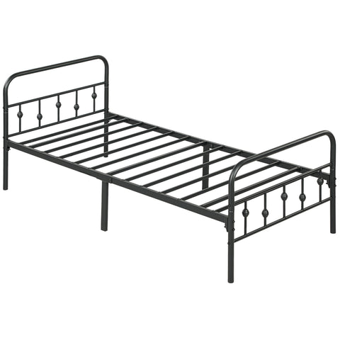 Rootz Metal Single Bed Frame - Black Bedstead - Quiet Frame - Easy Assembly - 206.9cm x 91.8cm x 82.5cm - 32cm Storage Space