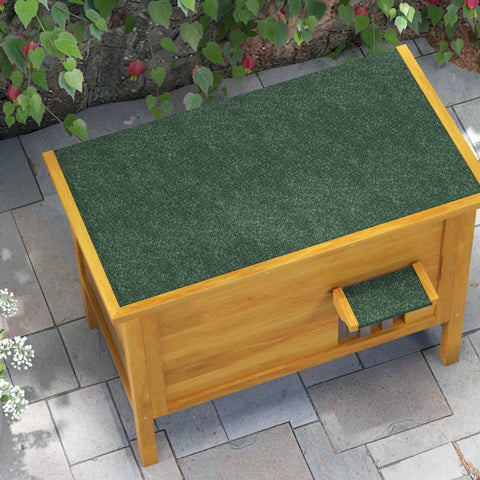 Rootz Outdoor Cat House- Elevated Cat House - Pet Shelter - Insulated Foam Walls - 85 x 50 x 68.5 cm Natural Green