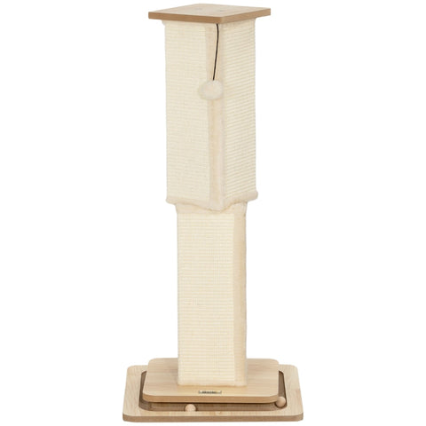 Rootz Cat Scratching Post - Playrail Cat Toy - Sisal Scratcher - MDF Base - 39.5cm x 39.5cm x 87cm
