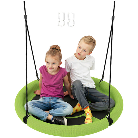 Rootz Round Garden Swing - Nest Swing - Basket Seat - 150 kg Resilient - Ø98 x 190h cm