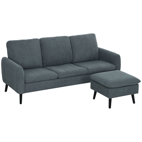 Rootz Corner Sofa with Footstool - L-Shaped Couch - 3-Seater Sofa - Dense Foam Padding - 196cm x 140cm x 88cm