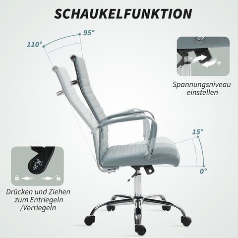 Rootz Ergonomic Office Chair - Swivel Chair - Adjustable Chair - Synthetic Leather - Comfort & Style - 54x62x104-114cm