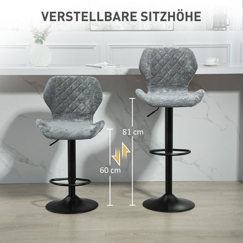 Rootz Set of 2 Bar Chairs - Kitchen Stools - Adjustable Height Stools - Maximum Comfort - 48x51.5x91-112cm