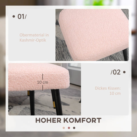 Rootz Stool - Accent Chair - Footrest - Cashmere Look - Pink - 42cm x 42cm x 47cm - Ideal for Modern Furniture & Comfort