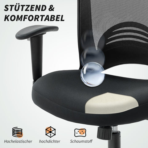 Rootz Ergonomic Adjustable Desk Chair - Office Chair - Mesh Back Chair - Enhances Productivity - 65cm x 92.5-102.5cm - Black