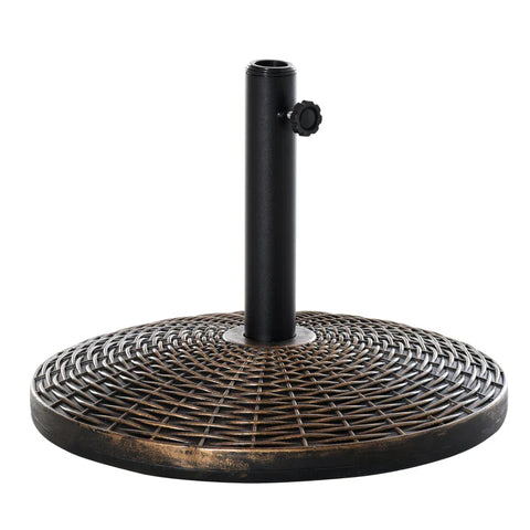 Rootz Parasol Stand - Umbrella Stand - Umbrella Holder - Umbrella Base - Rattan Look - Basket Stand - Plastic + Cement - Antique Bronze - Ø53 x H40 cm