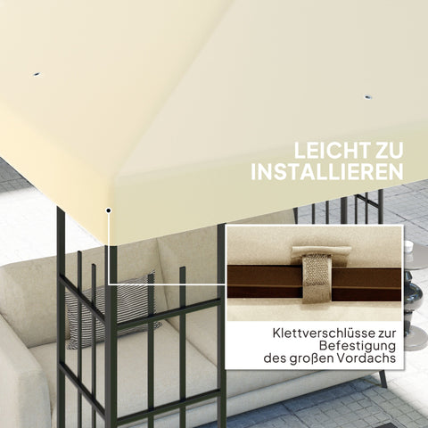 Rootz 3x3m Replacement Gazebo Tarpaulin - Garden Cover - Canopy Top - UPF30+ Sun Protection - 298cm x 298cm - White