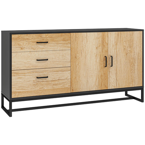 Rootz Living Room Storage Cabinet - Kitchen Buffet - Adjustable Shelf - Anti-Tilt Design - 140cm x 75cm - Aluminum Handles