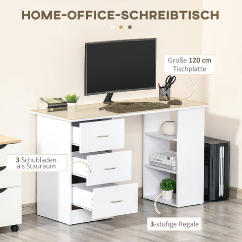 Rootz Desk Computer Table - Office Table - Work Table - Modern Design - Solid Construction - Spacious Worktop - 120cm x 49cm x 72cm