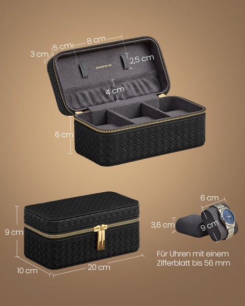 Rootz Watch Box - Watch Case - Watch Organizer - PU Leather - Imitation Suede - 10cm x 20cm x 9cm