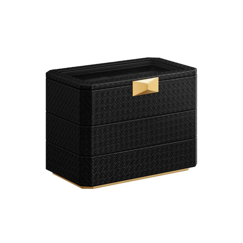 Rootz Collection Watch Box - Jewelry Case - Storage Box - 3 Level Organizer -  Black - 16.3cm x 27.3cm x 20.5cm