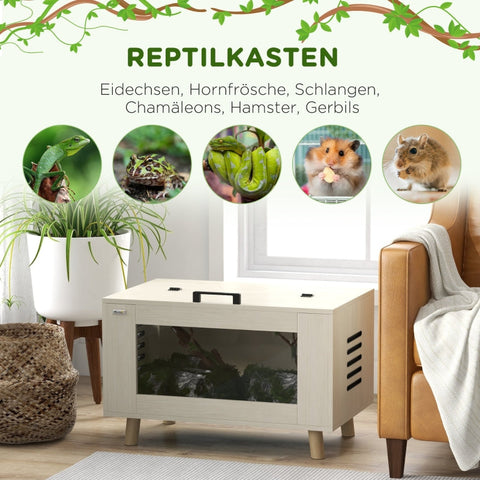 Rootz Reptile Box Terrarium - Vivarium - Kweekbox - Gemakkelijke toegang - Gezonde luchtstroom - Duidelijk zicht - 80 cm x 50 cm x 50 cm - Gehard glas