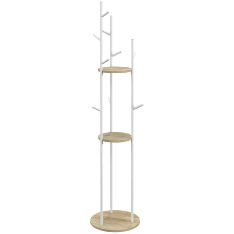 Rootz Coat Stand - Clothes Rack - Hat Tree - 9 Hooks & 2 Shelves - Modern Elegance - Ø 40 x 167 cm