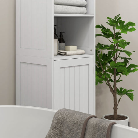Rootz Tall Bathroom Cabinet - Storage Cabinet - Bathroom Organizer - High-Quality Painted Chipboard - Ample Storage Space - Versatile Design - 40cm x 38cm x 160cm