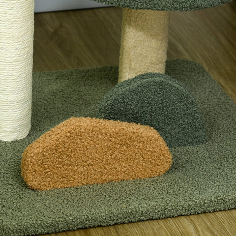 Rootz Small Scratching Post - Cat Scratcher - Feline Play Tower - Ultimate Comfort - Double Beds - Ball Toys - 43W x 39D x 52H cm