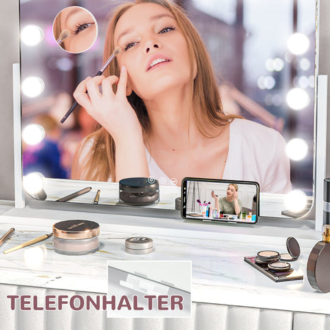 Rootz LED Cosmetics Mirror - Vanity - Makeup Mirror - Dimmable Touch Control - 3 Light Modes - USB - White - 62.5 x 49.5cm