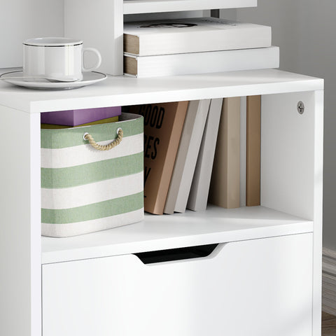Rootz Bedside Table - Side Table - Nightstand - Extra Storage - 45cm x 35cm x 73cm -White