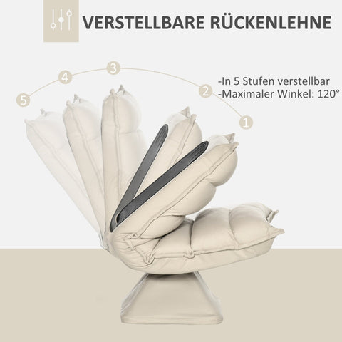 Rootz Floor Seat Cushion - Floor Chair - Rotating Chair - Breathable Cover - 62cm x 70cm x 95cm - Beige - Steel Frame - Tufted Design