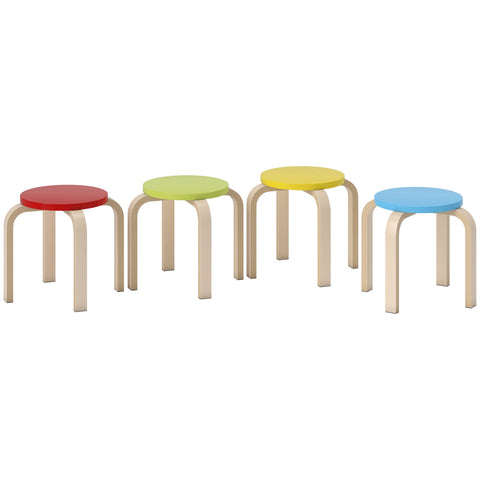 Rootz 4 Stack Set Stools - Colorful Kitchen Chairs - Birch Plywood Seating - Stable & Secure - 36cm x 36cm x 30cm