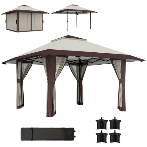 Rootz 4x4m Garden Pavilion - Garden Tent - Party Tent - UPF50+ UV Protection - 400cm x 400cm x 281cm