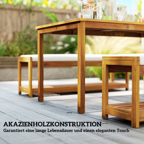 Rootz 3 Piece Garden Furniture Set - Outdoor Seating Set - Patio Dining - Brown - Comfortable Cushions - 150cm x 85cm x 75cm