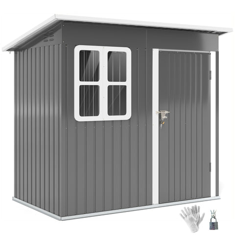 Rootz Garden Shed - Garden House - Outdoor Storage - Lockable Steel Structure - 221cm x 133cm x 190cm