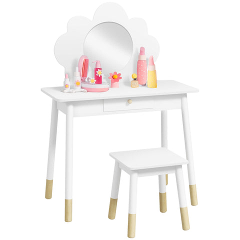 Rootz Children's Dressing Table Set - Kids Vanity - Toddler Makeup Station - Imaginative Play - 70x34x95cm