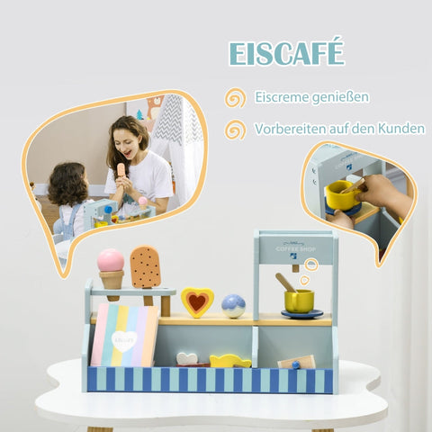 Rootz Ice Cream Wooden Toy - Playset for Kids - Educative Toy - Imaginative Play - Child-Friendly Materials - 42cm x 20cm x 24.5cm