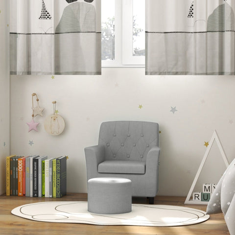 Rootz Children's Armchair Set - Kids Sofa - Matching Stool - Diamond Pattern Backrest - Cozy Seat - Wooden Frame - 45cm x 43cm x 50.5cm