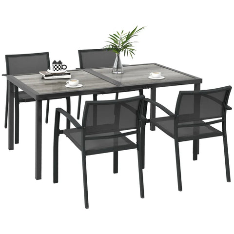 Rootz Garden Furniture Set - Garden Seating Group - 5-piece - Weather Resistant - SPCC Plastic - Gray - 150 x 87 x 72 cm