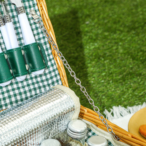 Rootz Picnic Basket - Picnic Case - Willow Basket - Isolated Cooling Bag - 40cm x 30cm x 20cm